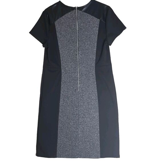 Liz Claiborne Sheath Ponte Dress Size XL Black/Gray Faux Leather + Tweed Detail - Picture 5 of 6